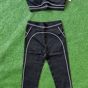 ALO Yoga Kids Black Leggings with White Accents